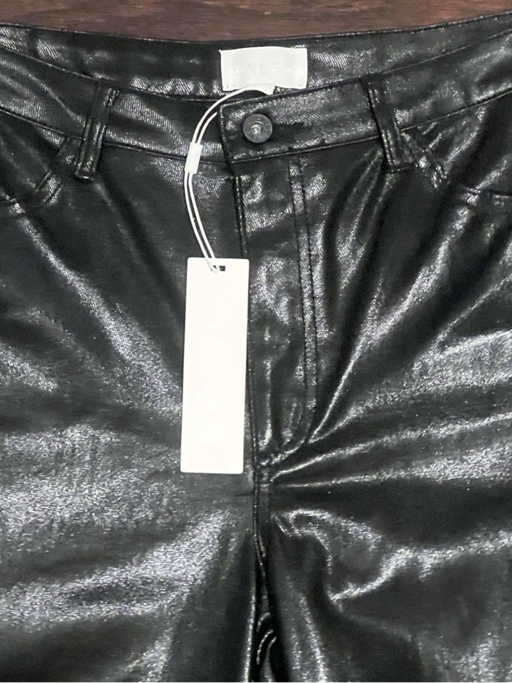 ๐ค NWT Everly Faux Leather Wide Leg Pants Size 12 | Glossy Black - Picture 4 of 9